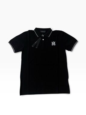 AMIRI Black Polo with White Logo & Tipping